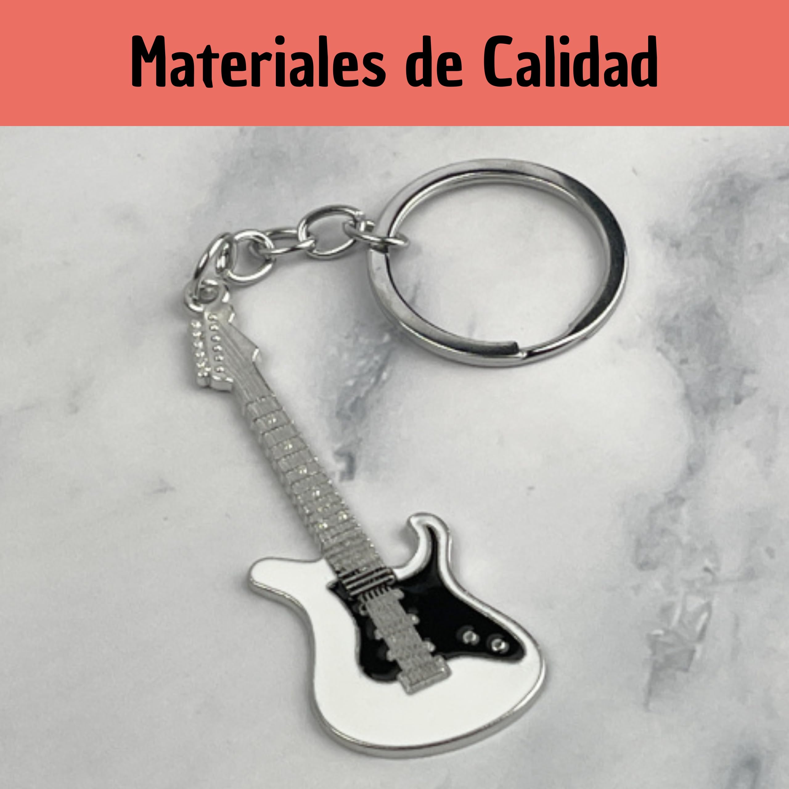 Electric Guitar Keyring, Rock Guitar Keychains White, Zinc Electric Guitar Icon, Keychain for Music and Guitar Lovers - Image 4