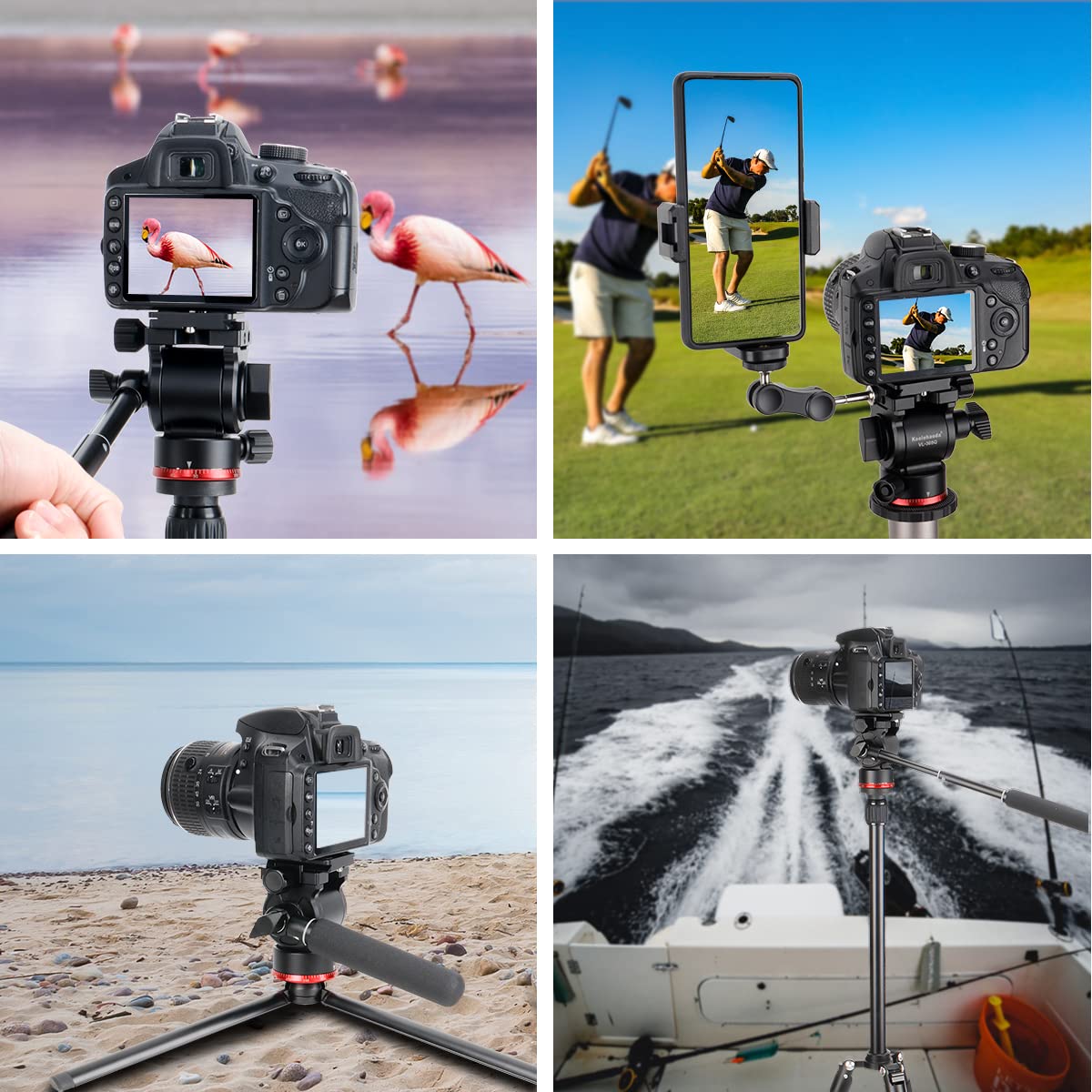 Koolehaoda Trépied Tête Fluide Vidéo Compacte Tête Panoramique Inclinable avec Plaque Arca pour Caméras Vidéo, Appareils Photo sans Miroir et DSLR, Charge 3 kg