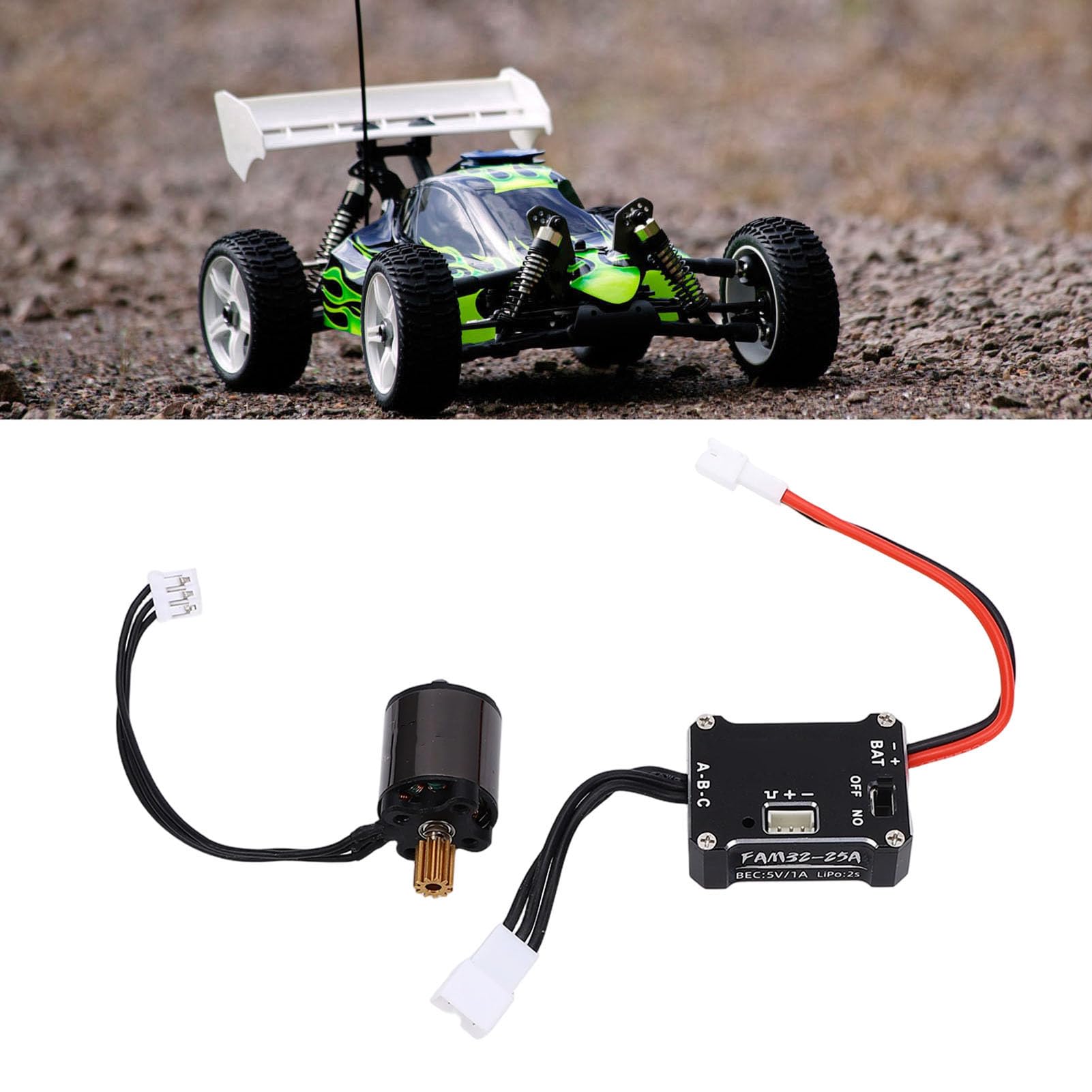 Annadue Combo Motore Brushless RC, Motore Brushless ESC 25A 1212 3500KV, per Auto RC Sensorless, Aggiornamento Parti Auto 1/24 con Alloggiamento del Dissipatore di Calore in Alluminio per Hobbisti