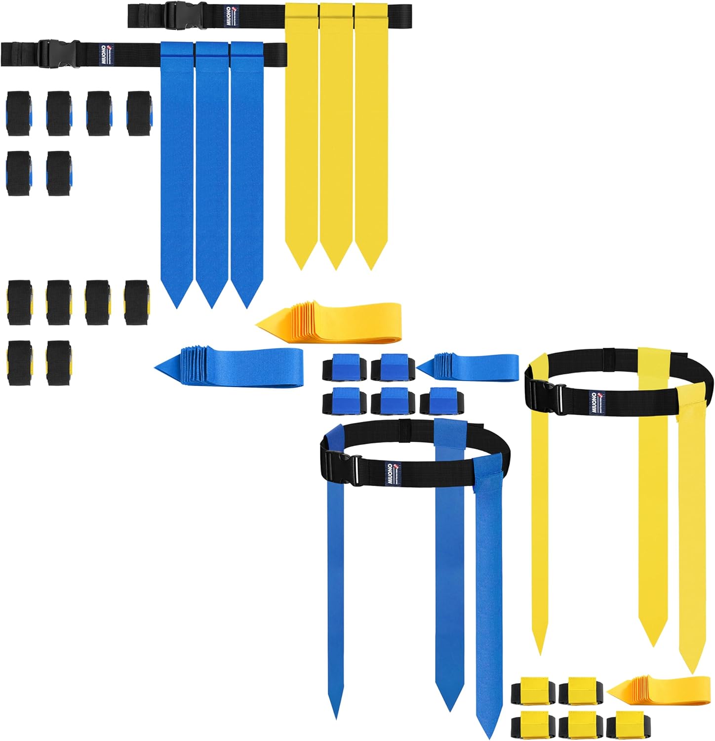 Flag Football Belts, 24 Players Flag football Set Yellow and Blue