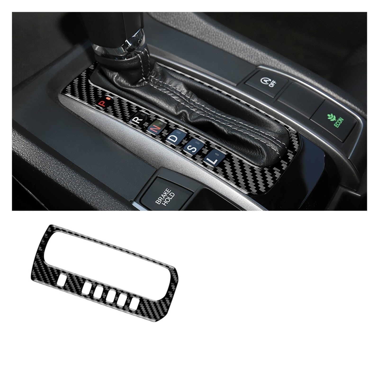 Auto Interior for Civic 10th 2016 2017 2018 2019 2020 2021 Car Gear Shift Box Panel Cover RHD LHD Accessories Carbon Fiber Sticker(LHD Black)