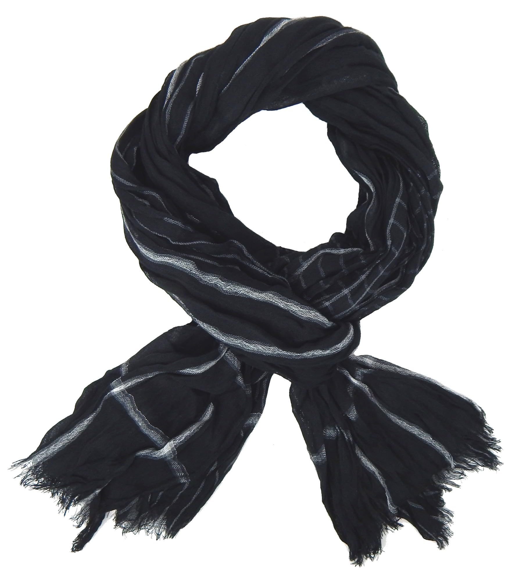 Ella Jonte Men's Scarf Black White Soft Men's Scarf Viscose, black, One Size