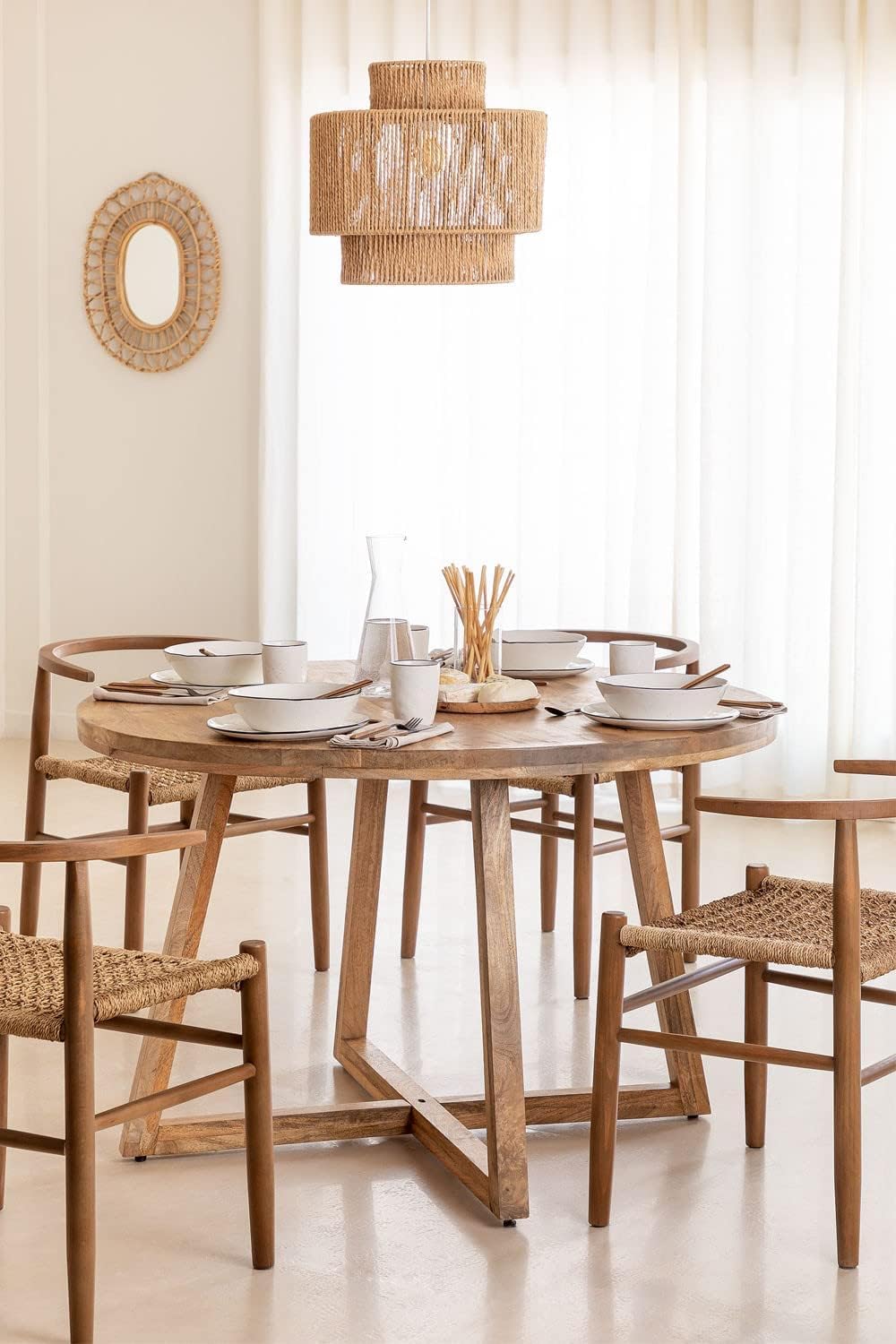 Round Mango Wood Dining Table 4 Seater Without Chair for Dinning Room, Living Room, Hotel & Home, Natural Finish, (110D x 110W x 72H Centimeters)-image-41