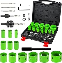 LifeIdeas Bi-Metal Hole Saw Kit, 22PCS Hole Saw Set with 3/4" to 2-1/2" 12 PCS Saw Blades in Case, High Strength Hard Alloy Steel, Mandrels, Hex Key, Drill Bits for Metal, PVC Board, Wood and Plywood