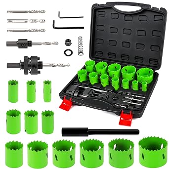 Bi-Metal Hole Saw Kit, 22 PCS Hole Saw Set with 3/4" to 2-1/2"