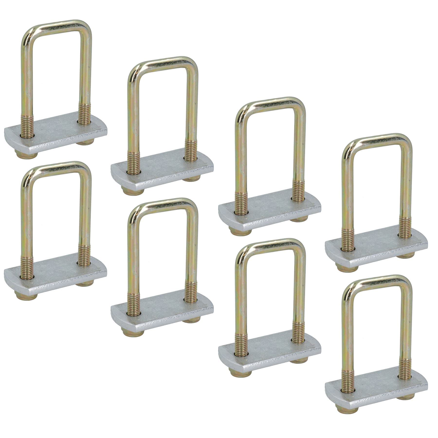 Paquete de 8 pernos en U M10 de 40 mm x 88 mm con placas y tuercas de alta resistencia