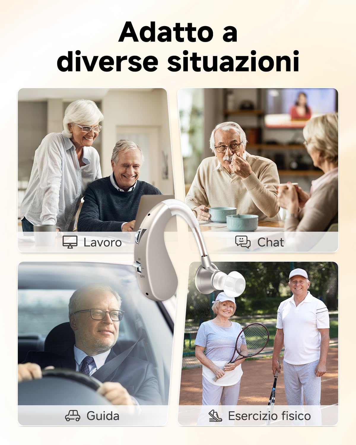 BRITZGO adatto agli anziani, con funzioni semplici, robuste, e con funzioni di riduzione del rumore (Argentato)