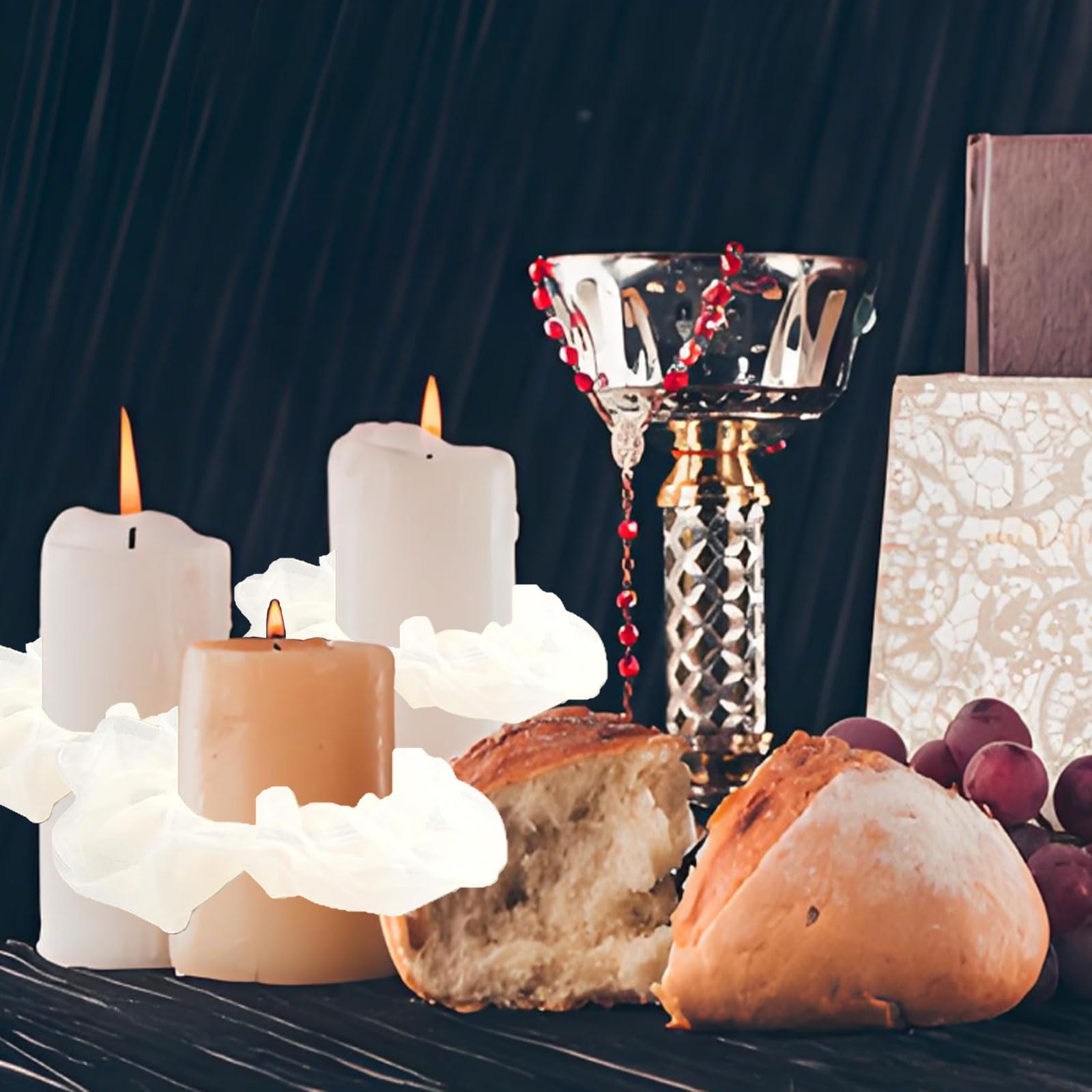 MaMeMi Protège-gouttes En Tulle Pour Bougies 3–5 Cm – Manchon Pour Bougies De Communion, Baptême, Fête & Mariage – Protection Contre La Cire