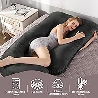 Vista 5 de Almohadas de embarazo de cuerpo completo de 60 pulgadas para dormir, almohada de embarazo refrescante en forma de U, almohadas de maternidad