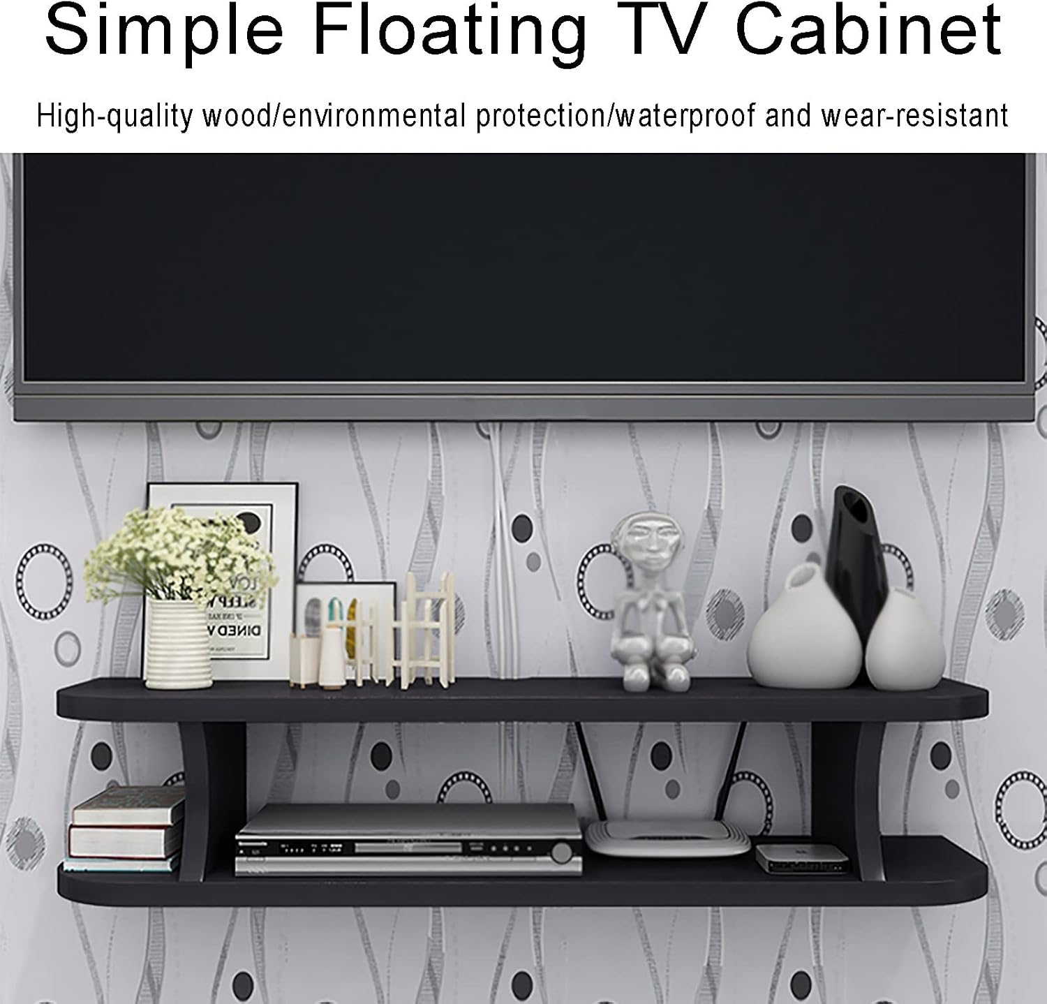 Wall Mounted TV Unit,Floating TV Stand Cabinet,TV Shelf Decorative,Multifunctional Storage Shelf,Entertainment Center Cabinet Component For Home And Office ( Color : Wood Color , Size : 60x20x13cm )