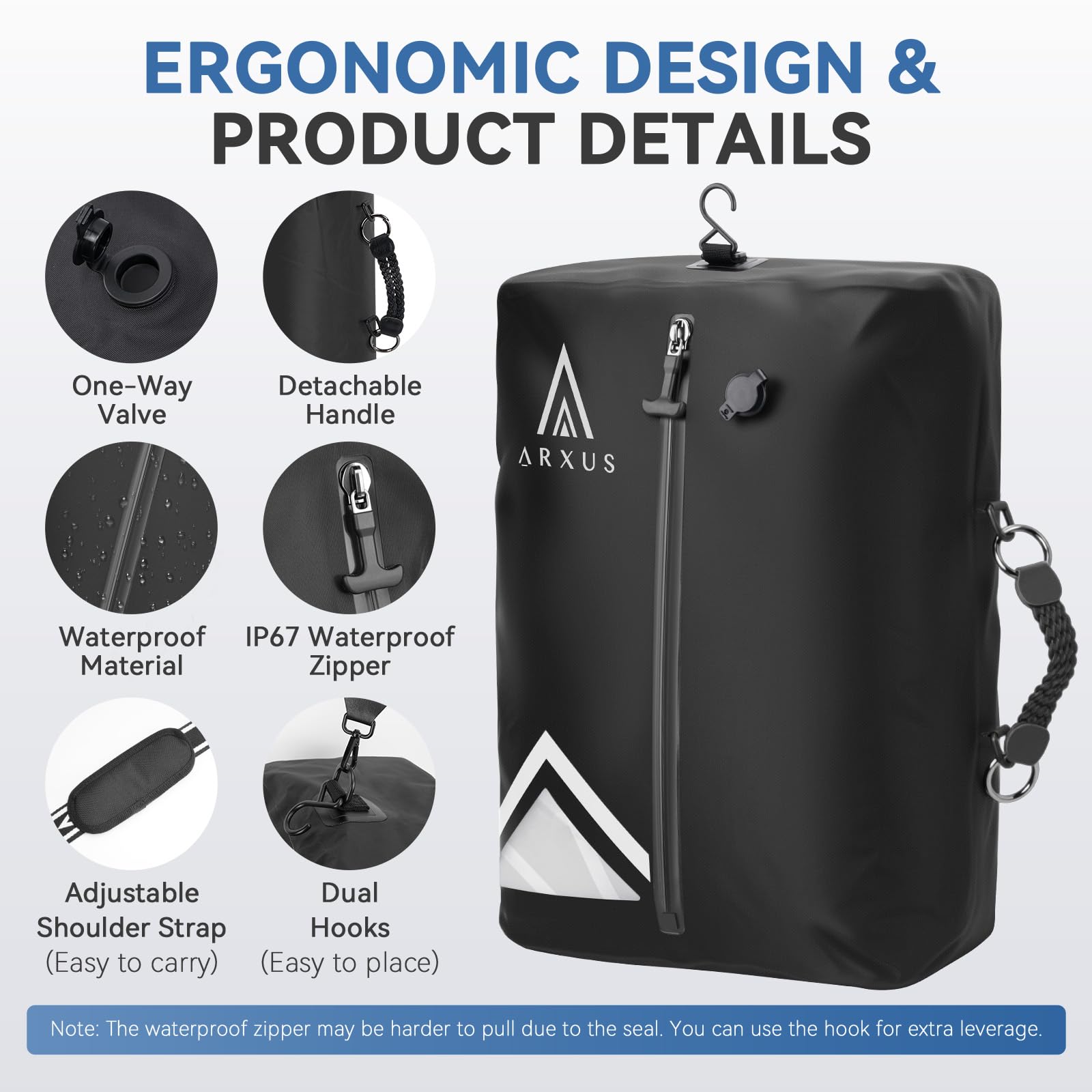 Arxus Sacchetti Sottovuoto da Viaggio, Impermeabili IP67 Cubi Compressibili Riutilizzabili per Vestiti Organizer Salvaspazio con Tracolla per Valigia Zaino Bagaglio