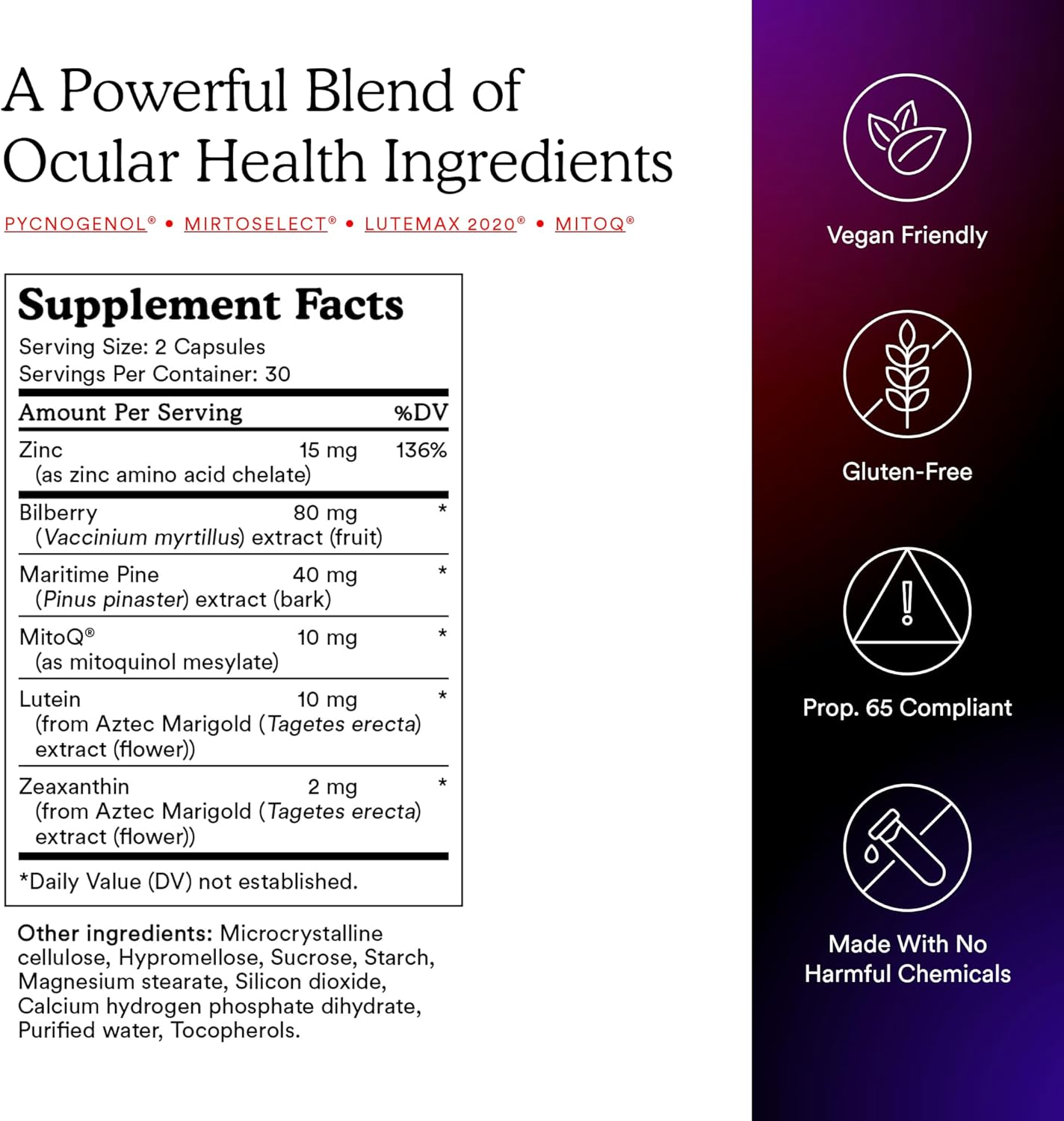 MitoQ +Eye – Eye Health Supplement with Lutein & Zeaxanthin (5:1 Ratio), Bilberry, Maritime Pine Bark, Zinc, Mitoquinol | Supports Macular Health, Visual Clarity & Blue Light Defense - Image 5