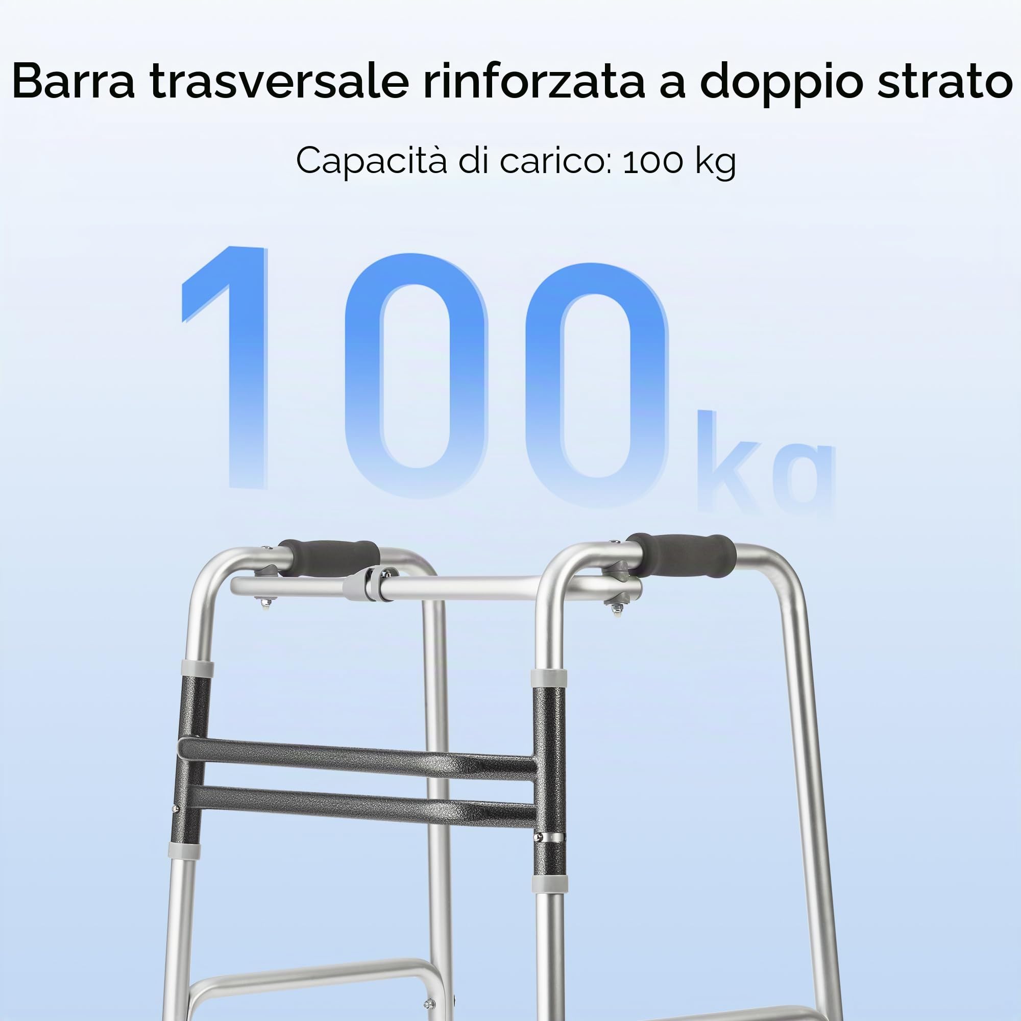 yuwell Deambulatore Pieghevole Leggero | Walker Regolabile per Anziani | Aiuto alla deambulazione compatto e portatile per anziani e pazienti in fase post-operatoria (YU730)