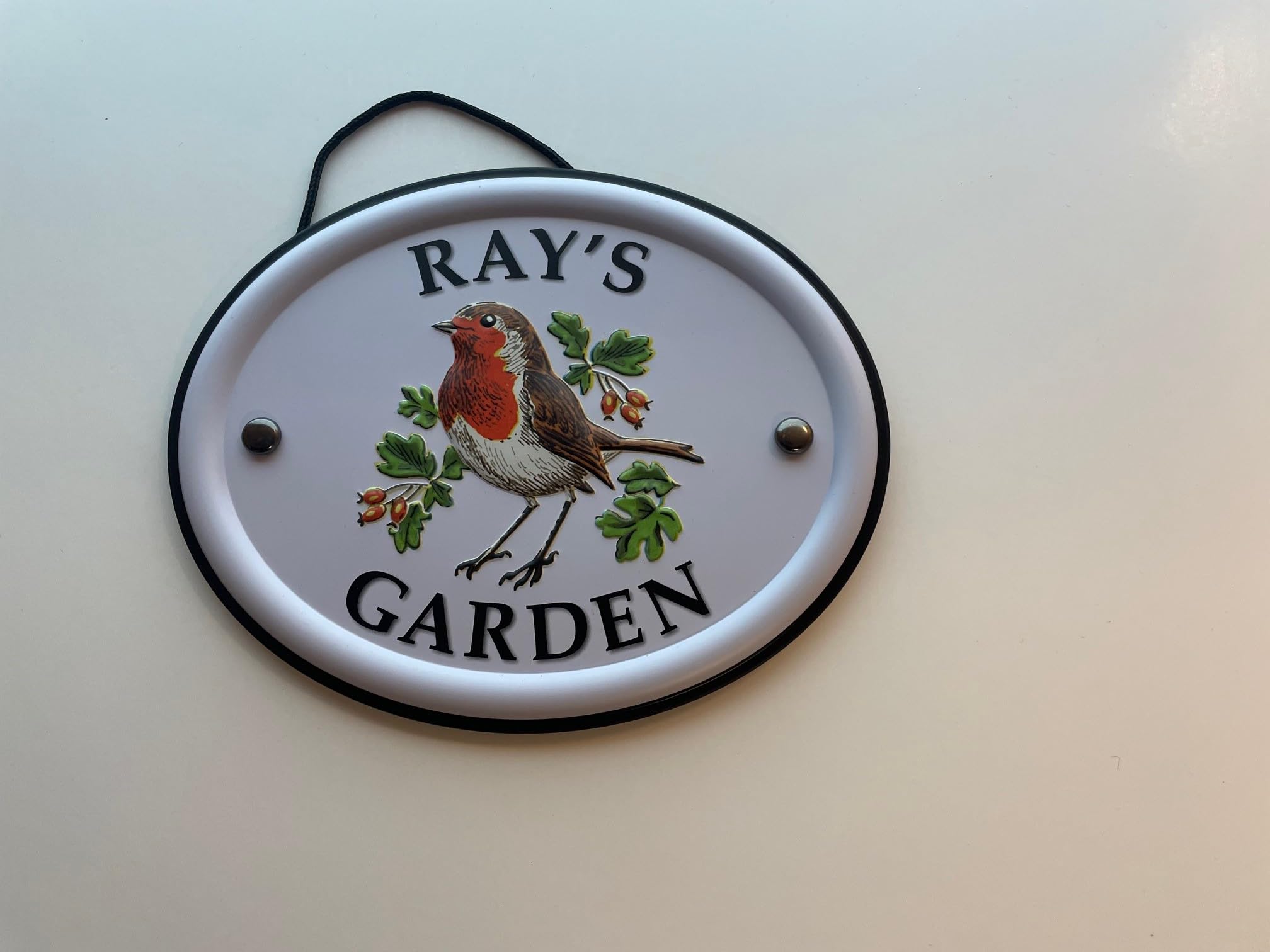 Personalised Embossed Metal Garden Sign 12x15cm – British Bird Design – Outdoor Decorative Hanging Garden Plaque – Weatherproof Metal Sign for Garden Walls Fences or Sheds (Ray)
