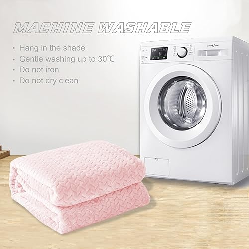 Miniatura 9 de Exclusivo Mezcla - Manta de tamaño individual de vellón, color rosa claro, para cama, 90 x 66 pulgadas, suave, acogedora, en 3D, de franela, en