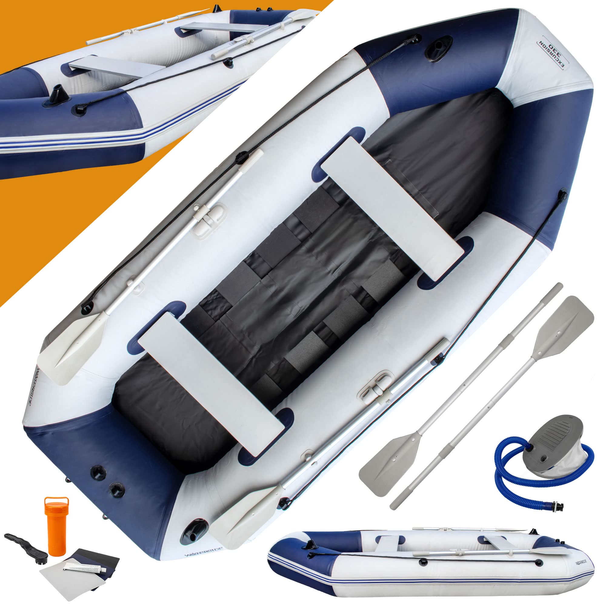 Schlauchboot Excursion mit Bodenplatte, Inkl. Paddel, Reparaturkit & Pumpe, Verschiedene Längen (2,30m / 2,70m / 3,30m) / Paddelboot, Angelboot, Freizeitboot, Sportboot