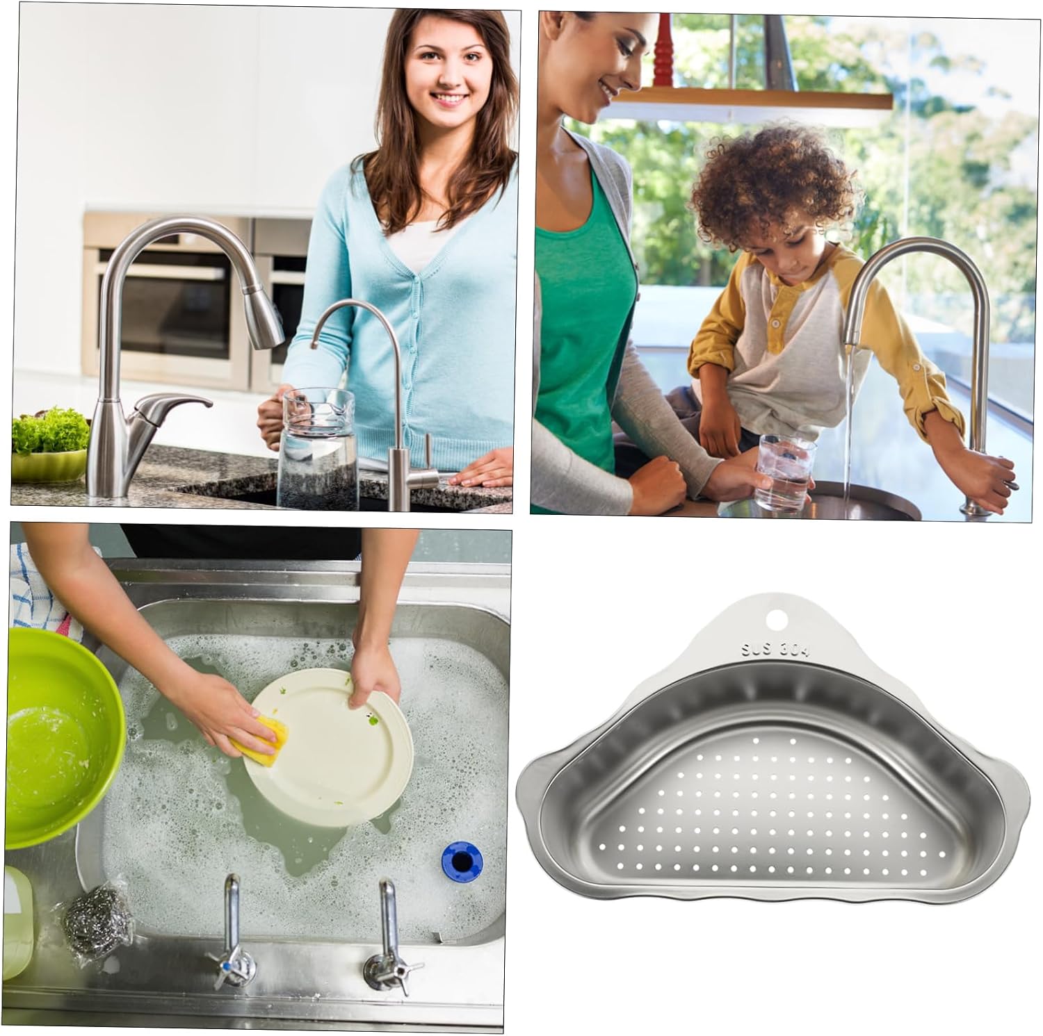 Stainless Steel Corner Sink Strainer Basket Multi-Functional Draining Basket Suction Cups for Kitchen Storage Compact Design for Washing Vegetables and Fruits