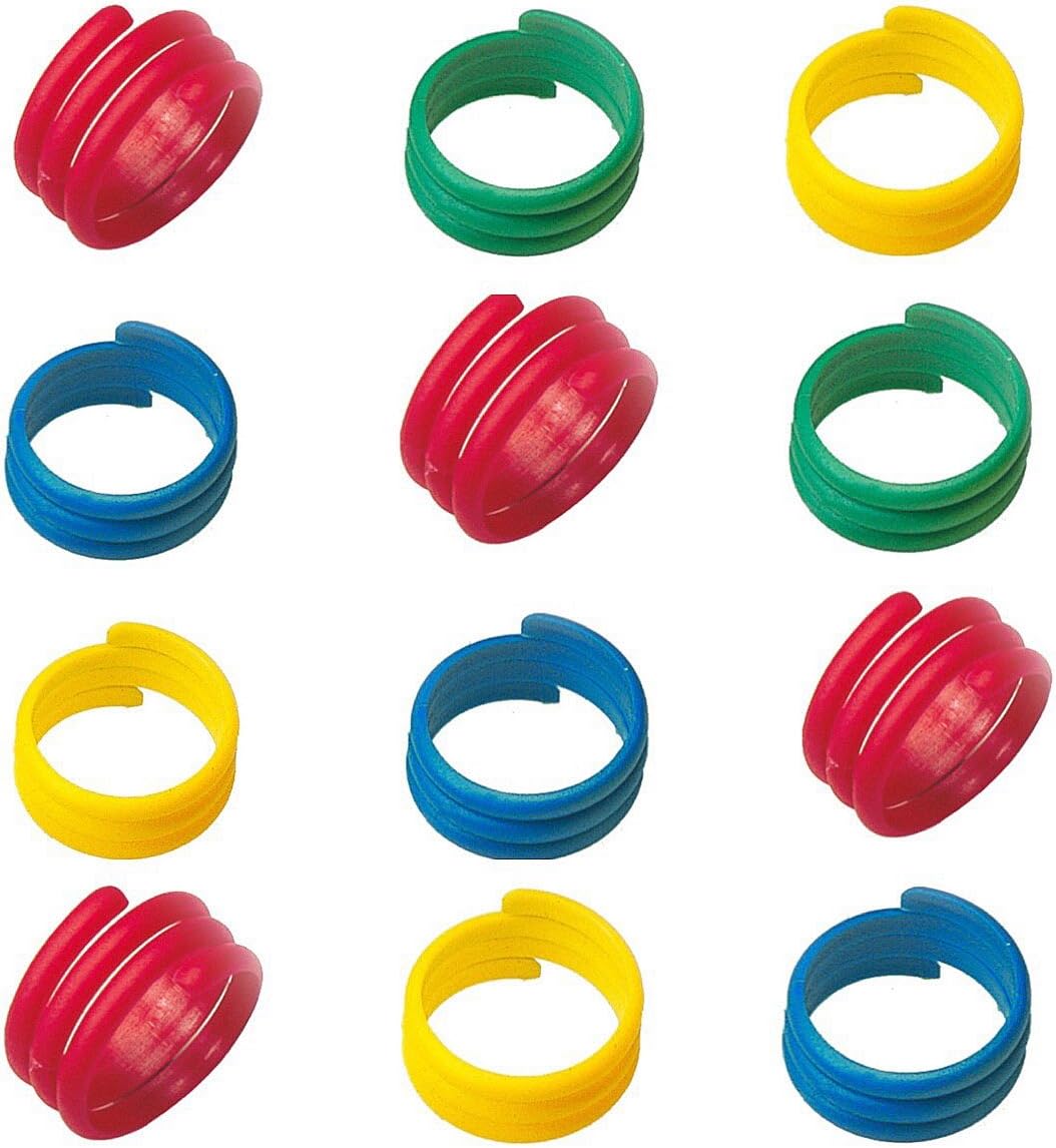 Moondown Farm Spiral Leg Rings 50 Pack 18mm in 4 Colours Bands for Poultry, Chickens, Game etc