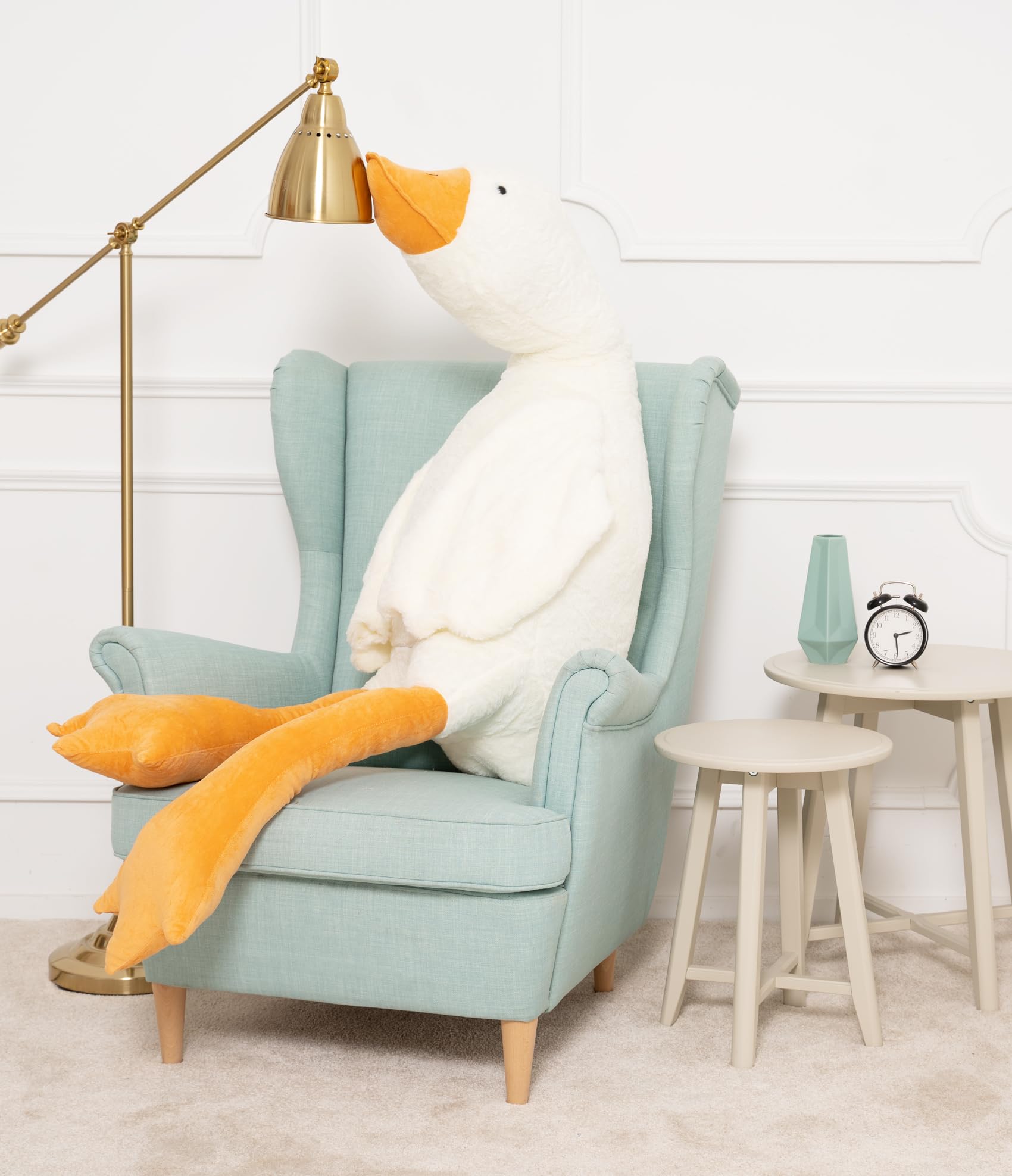 Gustaw Grand Ours en Peluche XXL Oie - Peluche Géante, Grand Nounours XXL, Teddy Bear Grand Ourson - Peluche Idéal comme Cadeau, Peluche Ourson Géant en Peluche (Blanc et Beige, 190cm)