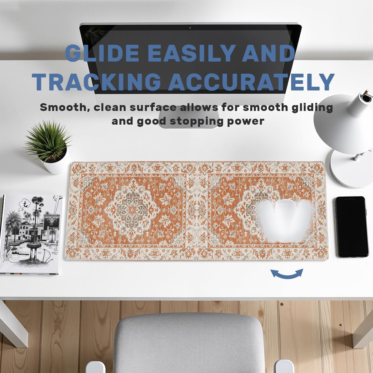 Rustic Carpet Desk Mat Gaming Mouse Pad Classic Persian Floral Mousepad Computer Keyboard Pad Mouse Mat Laptop Mat 31.5 x 11.8 Mouse Pads for Desk Home Office Gaming image 5