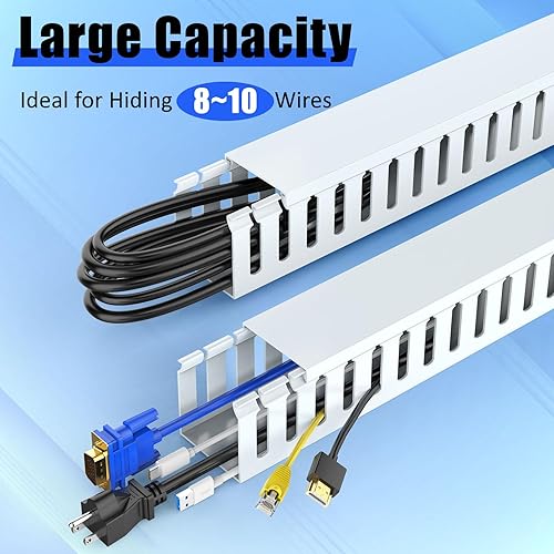 Miniatura 2 de Kit de conductos de alambre, canaleta de gestión de cables de ranura abierta, canal de escritorio de pista de 123 pulgadas, cableado de cubierta de