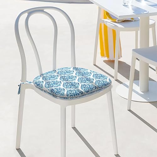 Miniatura 2 de Cojines para sillas de interiorexterior de 16 x 17 pulgadas, cojines para sillas de patio con lazos, cojines de asiento para todo tipo de clima,