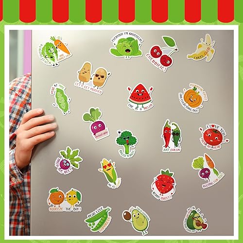 Miniatura 6 de Kanayu 24 imanes divertidos para nevera, juegos de palabras de verduras y frutas, lindos imanes de frutas y verduras para nevera, magnéticos lindos