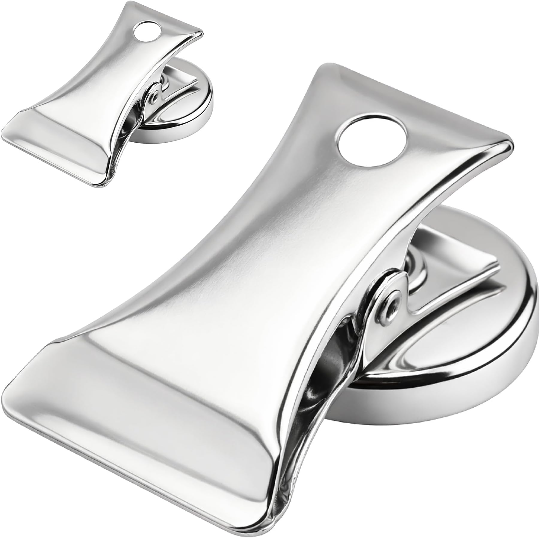 Magnet Source-7219 Chrome Plated Magnet Base With Clip, 1" Diameter (Pack of 2)