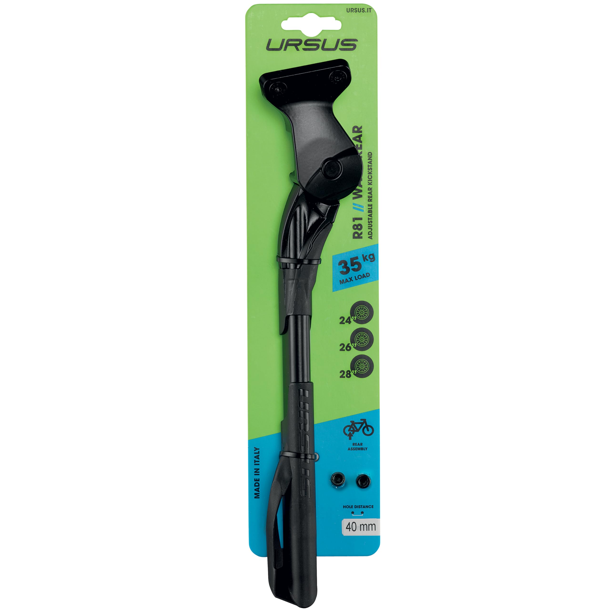 Ursus Unisex – Erwachsene Wave Rear 24 Hinterbauständer, Schwarz, One Size