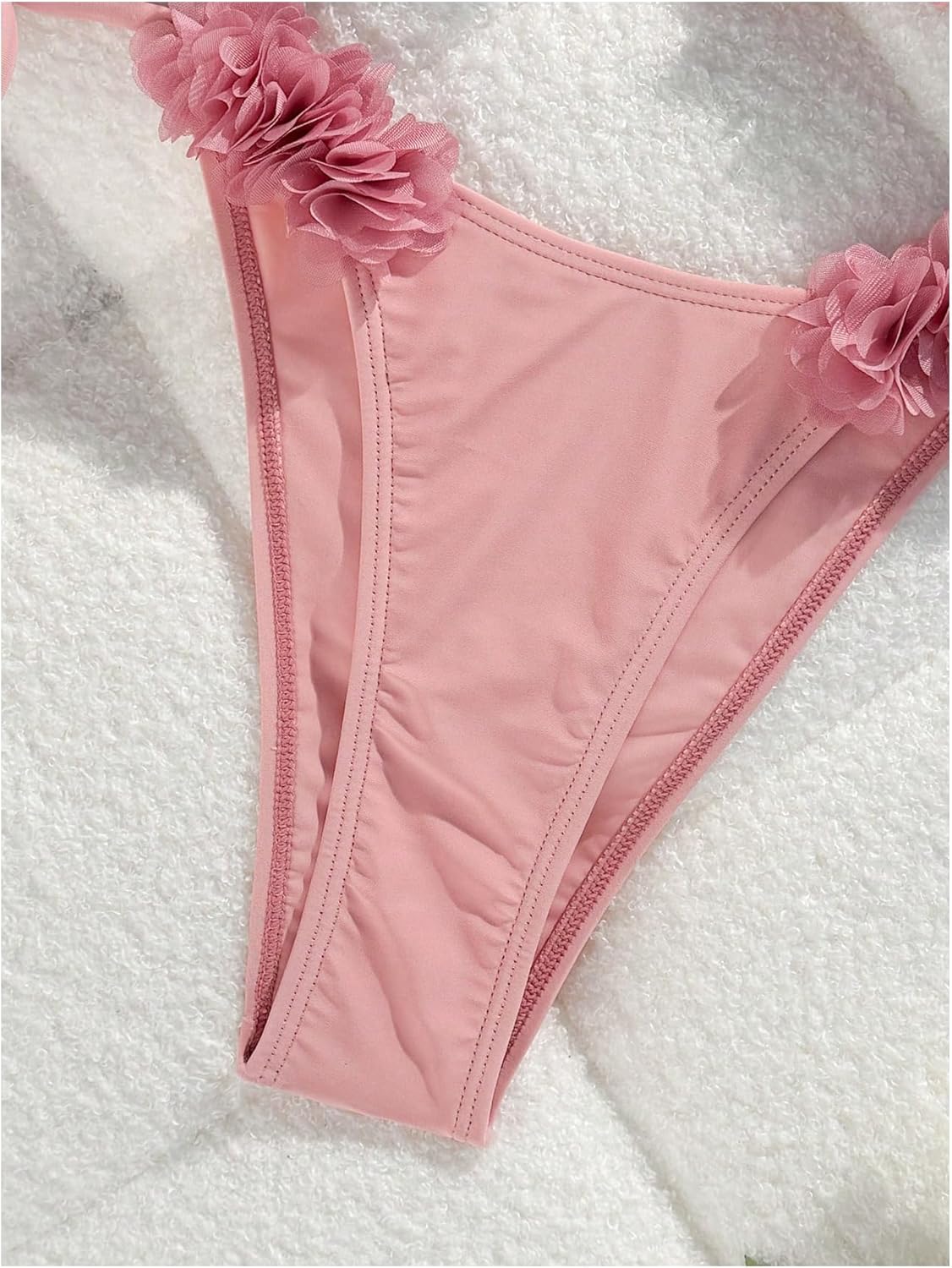 Verdusa Women's 2 Piece 3D Flower Halter String Bikini Sets Tie Back Vacation Bathing Suit - Image 4