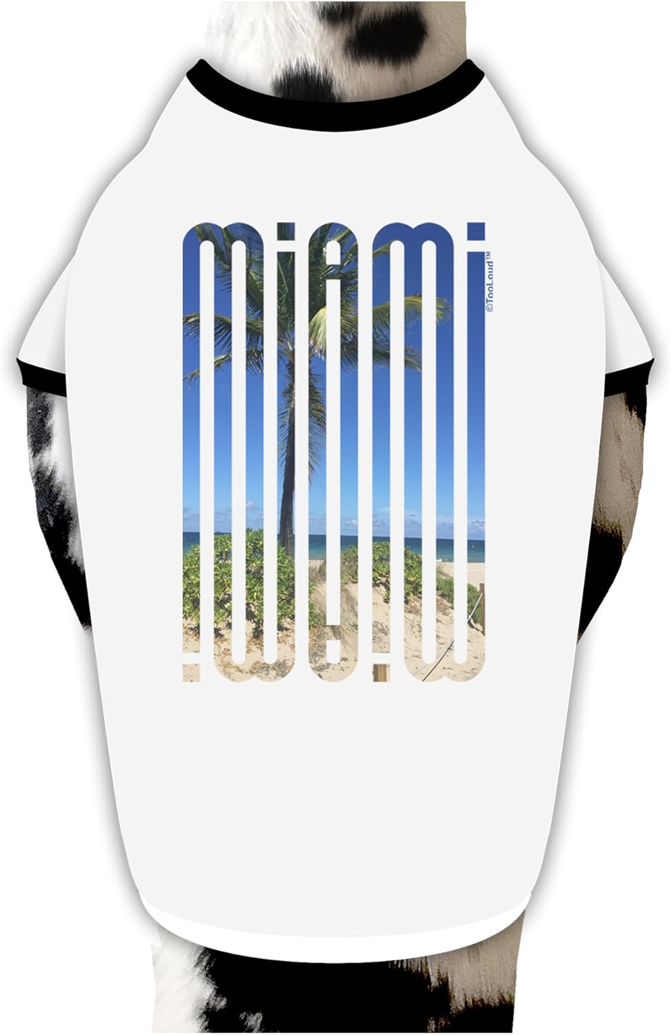 TOOLOUD Miami Beach View Mirage Dog Shirt White with Black Large