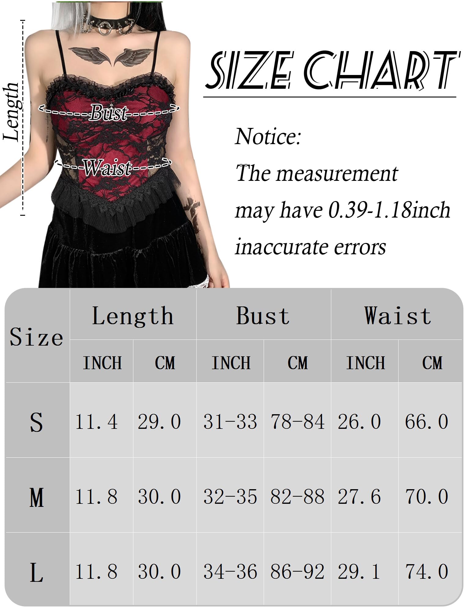 SEAUR Crop Top Y2k - Camiseta de tirantes para mujer, con encaje gótico, espagueti, sin vientre, cuello en V, ropa de calle, club, fiesta, emo grunge