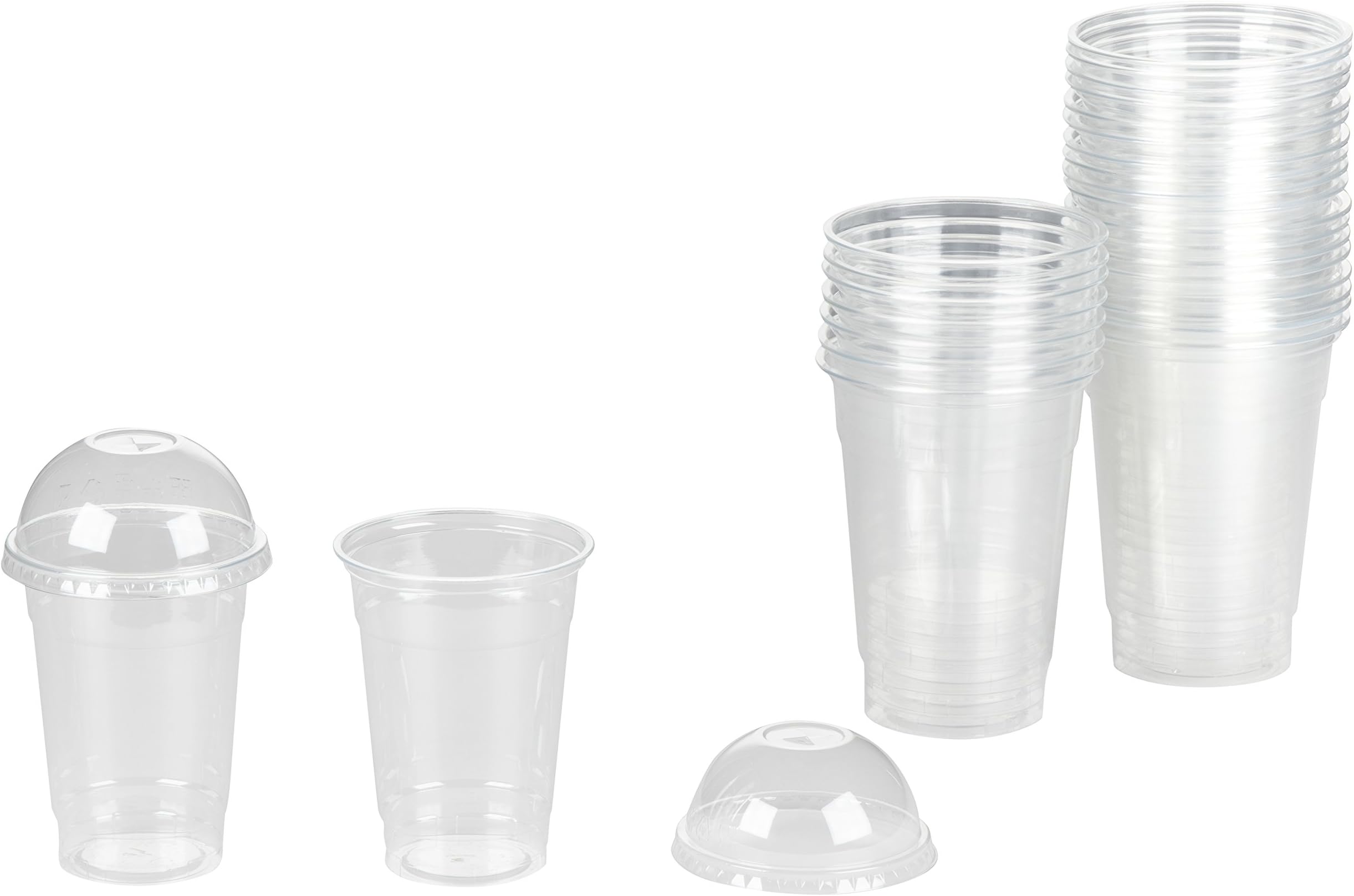 Clear Plastic Cups with Dome Lids - 75-Pack 16 oz Disposable PET Go Cups, Bulk Party Supplies for Cold Drinks, Frappe, Iced Tea, Coffee, Bubble Boba, Smoothies, 6.6 x 4 Inches
