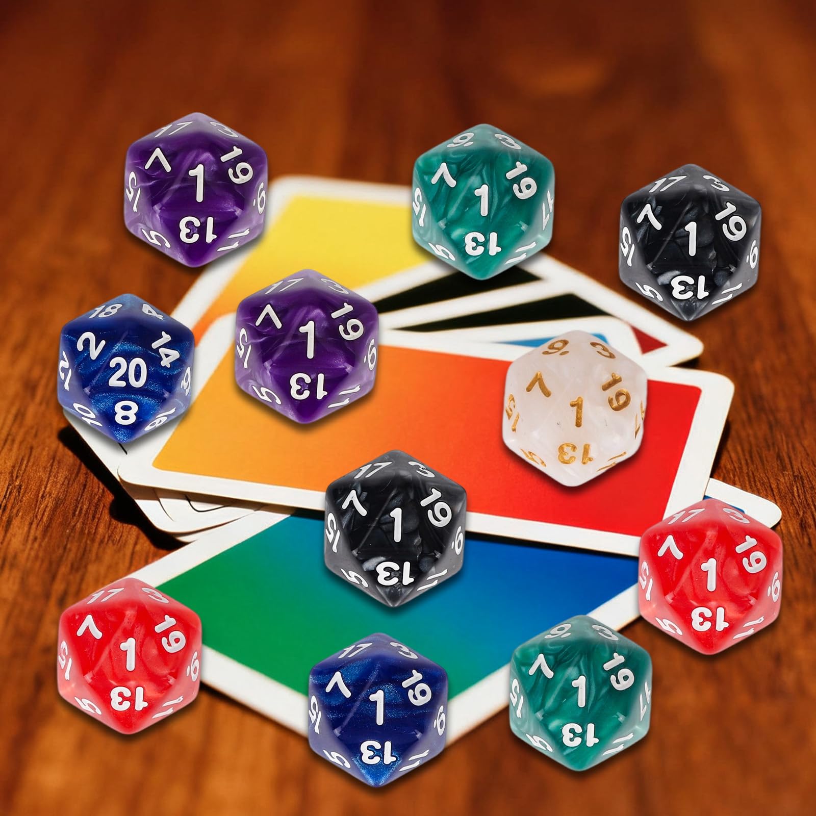 12 Pezzi Set di Dadi D20 Standard in 6 Colori, a 20 Facce Dadi Contatore per Giochi di Ruolo MTG DND Party Card Loaded Games con Custodia