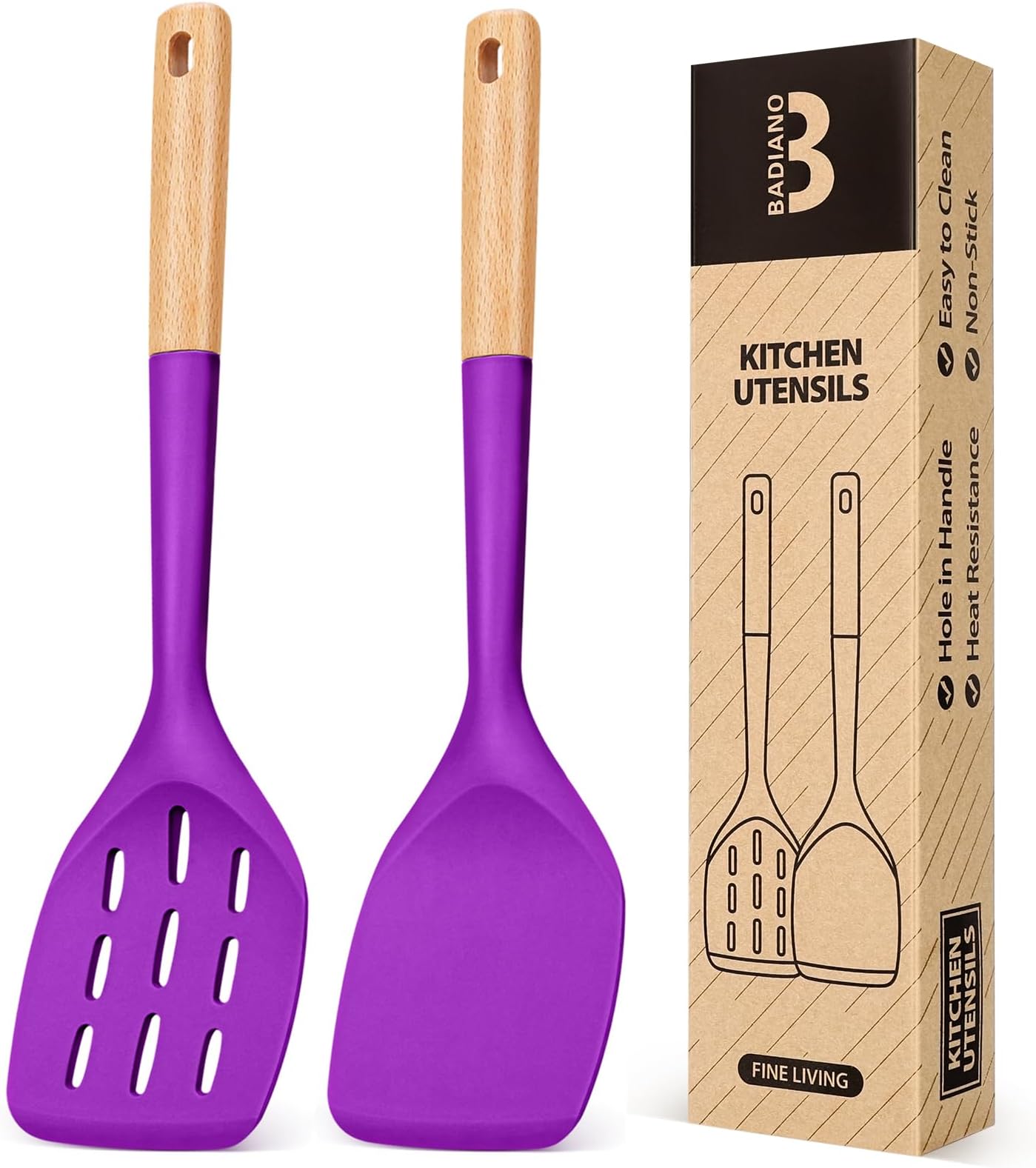 Badiano Silicone Spatula, Non Stick Turner for Cooking, Food Grade, Berry
