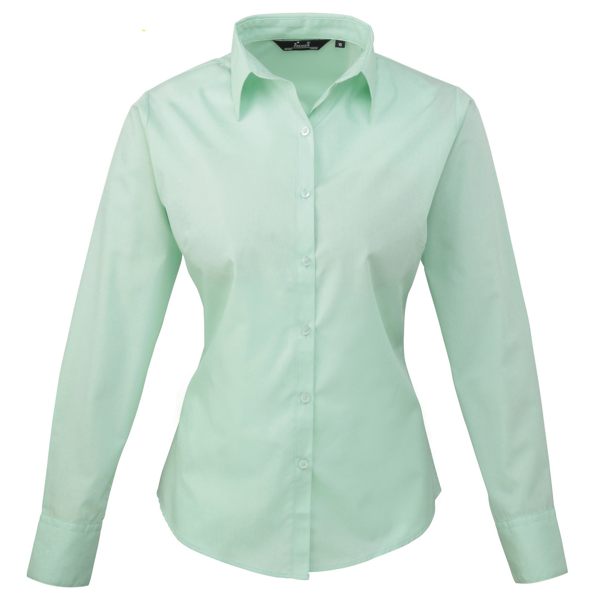Premier Women's Aqua / Poplin Long-Sleeved Blouse (14) (Aqua)