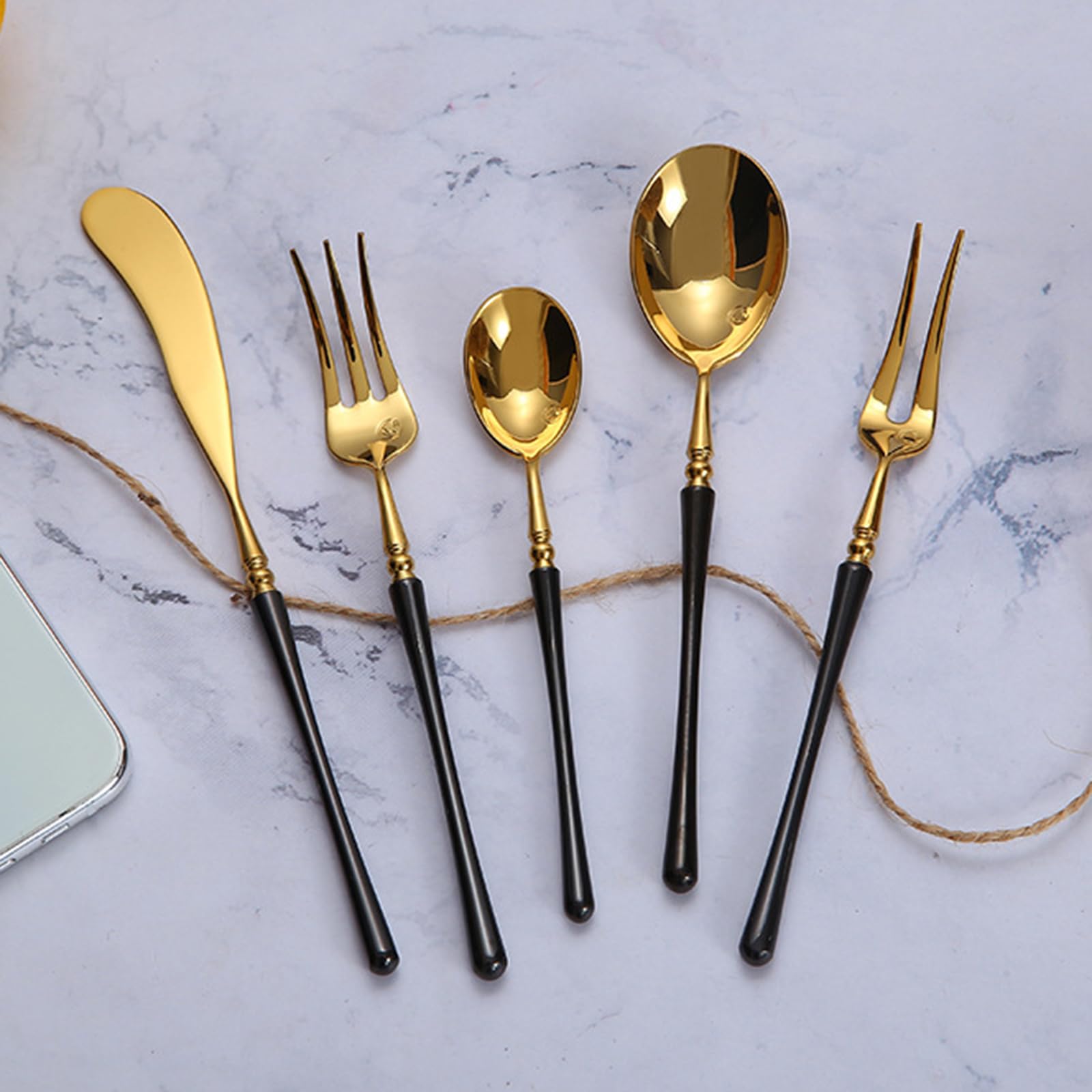 Este Juego de Cubiertos de 80 Piezas para 16 Juegos de Cubiertos Dorados de Acero Inoxidable, Juegos de Utensilios de Mesa, Juego de Cubiertos Estilo francés para el hogar, Banquete, Pulido,