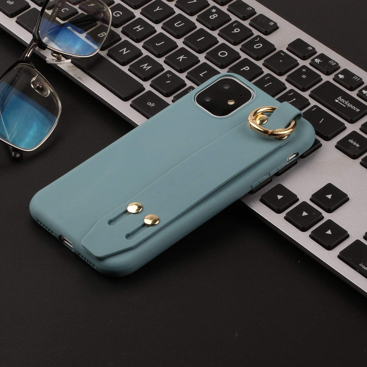 Topwin Hand Strap Case Compatible With iPhone 11 Pro Max, Soft Gel Rubber with Adjustable Wrist Strap Handy Belt Loop Kickstand Viewing Stand Feature for Apple iPhone 11 Pro Max 6.5'' 2019 (Lake Blue)
