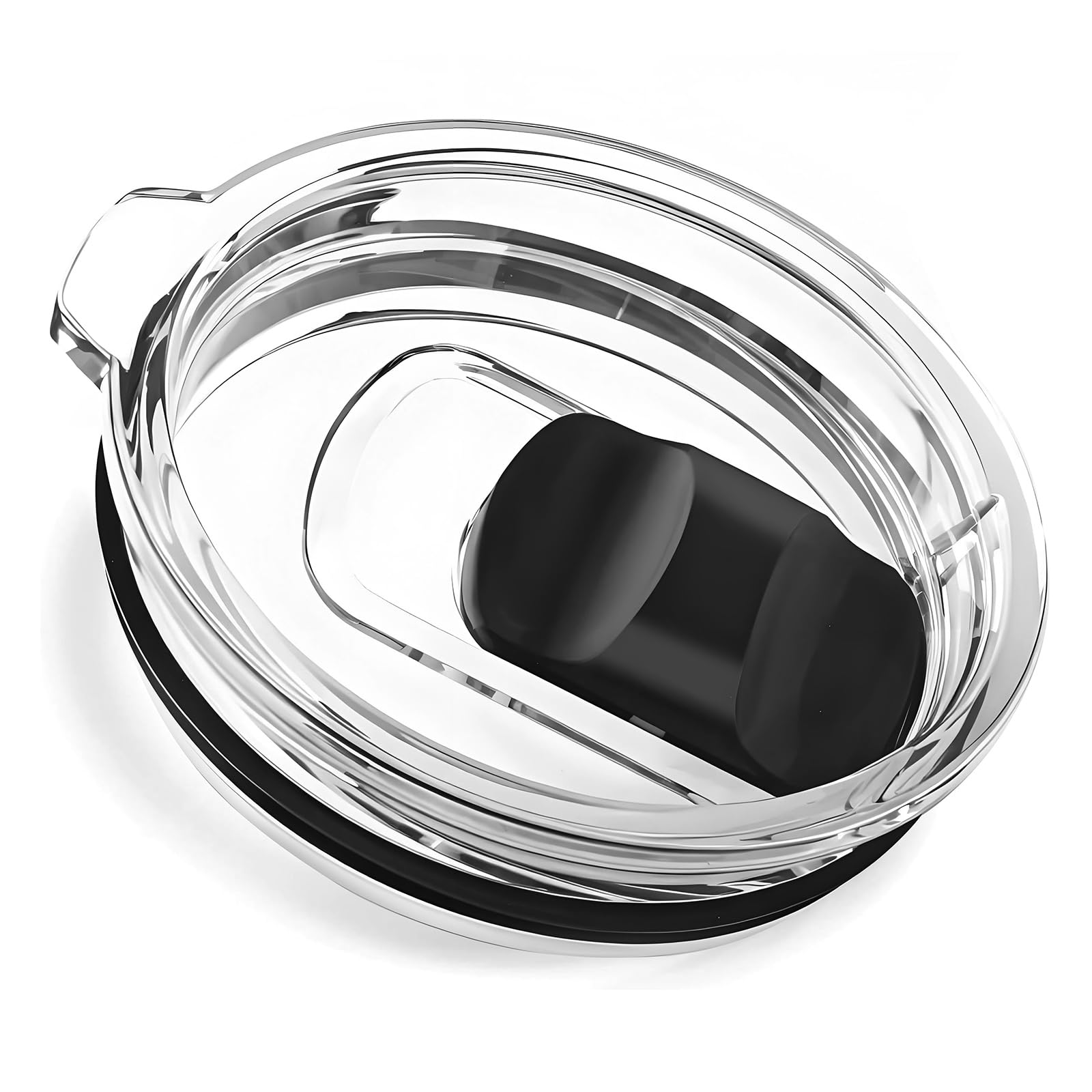 Magnetic Slider Replacement Mug Lid Compatible with Ember First and Second Generation Mugs, 10 oz, Splash-Proof, Black/Clear