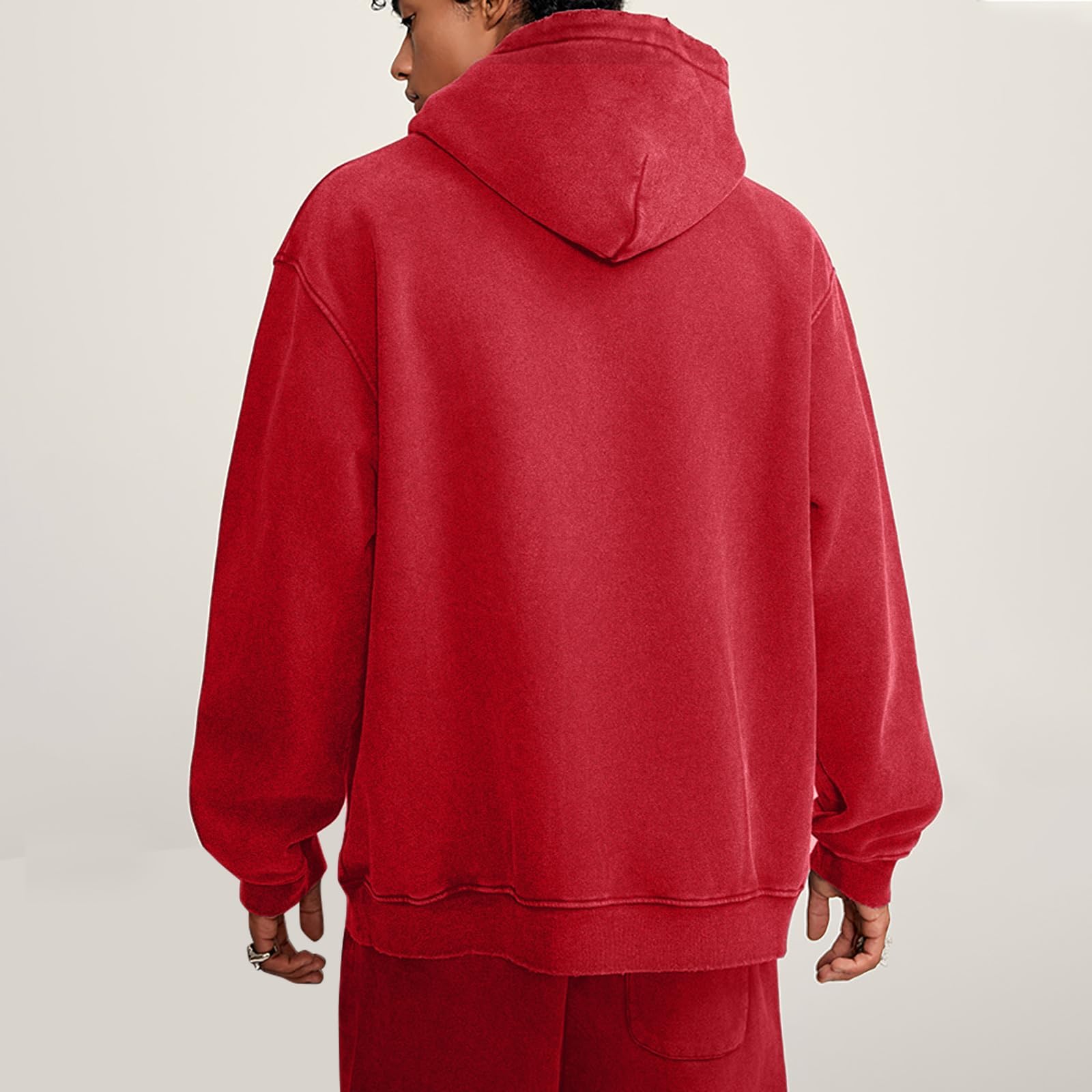 Felpa da uomo oversize con cappuccio pullover vintage lavaggio acido pesante peluche cotone largo streetwear top atletico