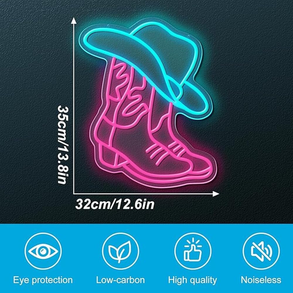Lampada al neon da cowboy, alimentata tramite USB, insegna