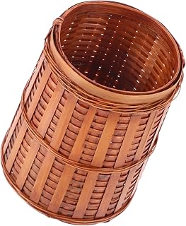 Retro Woven Bamboo Tea Needle Holder Cup for Desktop Storage