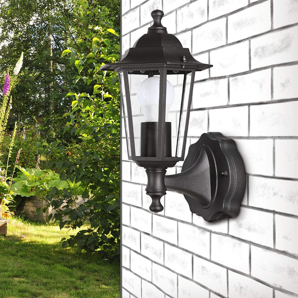 Monzana Farol de jardín Krysante color Antracita 60W Lámpara rústica de Pared 375x200x225mm Resistente Patio terraza