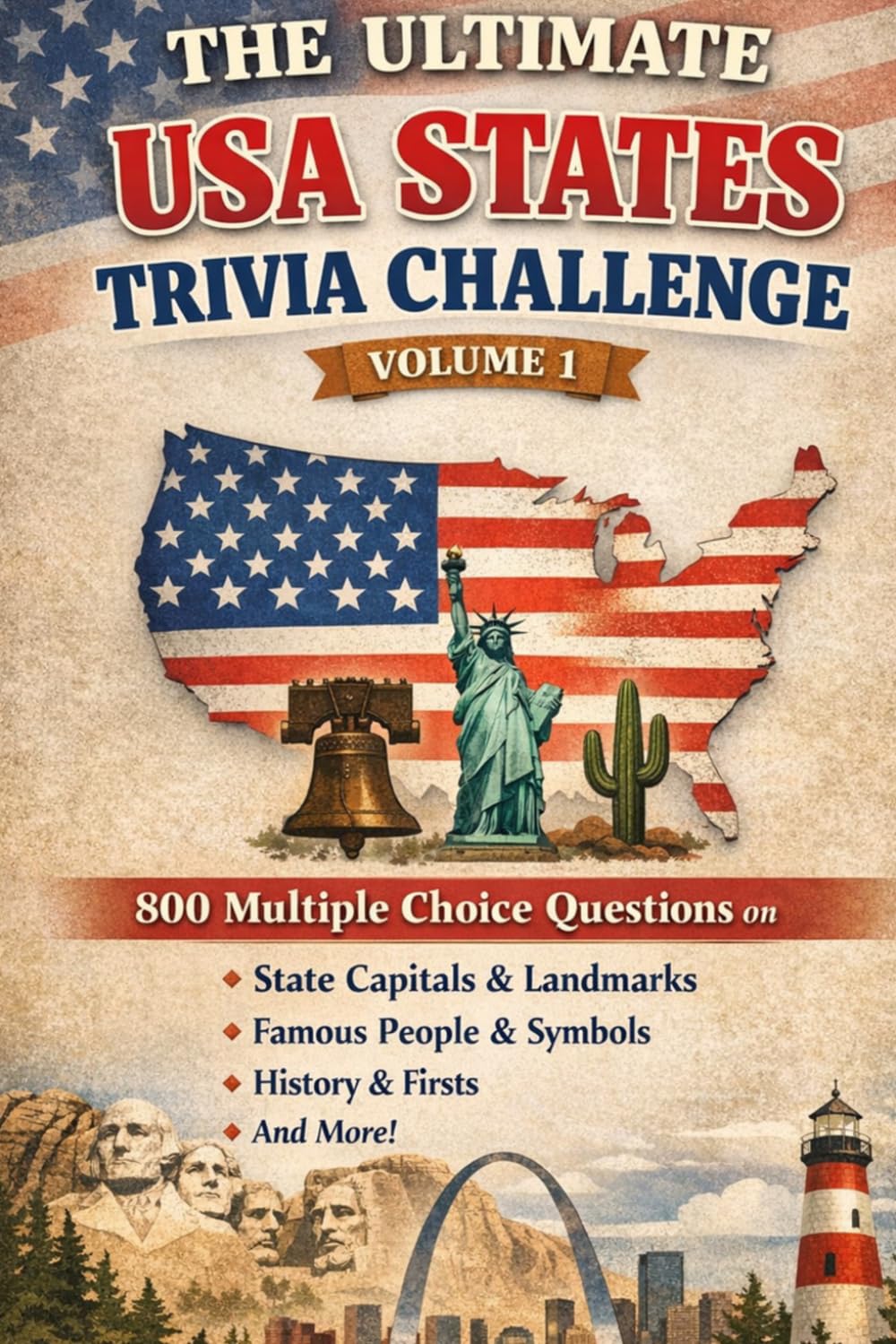 The Ultimate USA States Trivia Challenge Volume 1: 800 Multiple Choice Questions on State Capitals, Landmarks, Famous People, Symbols, History & More