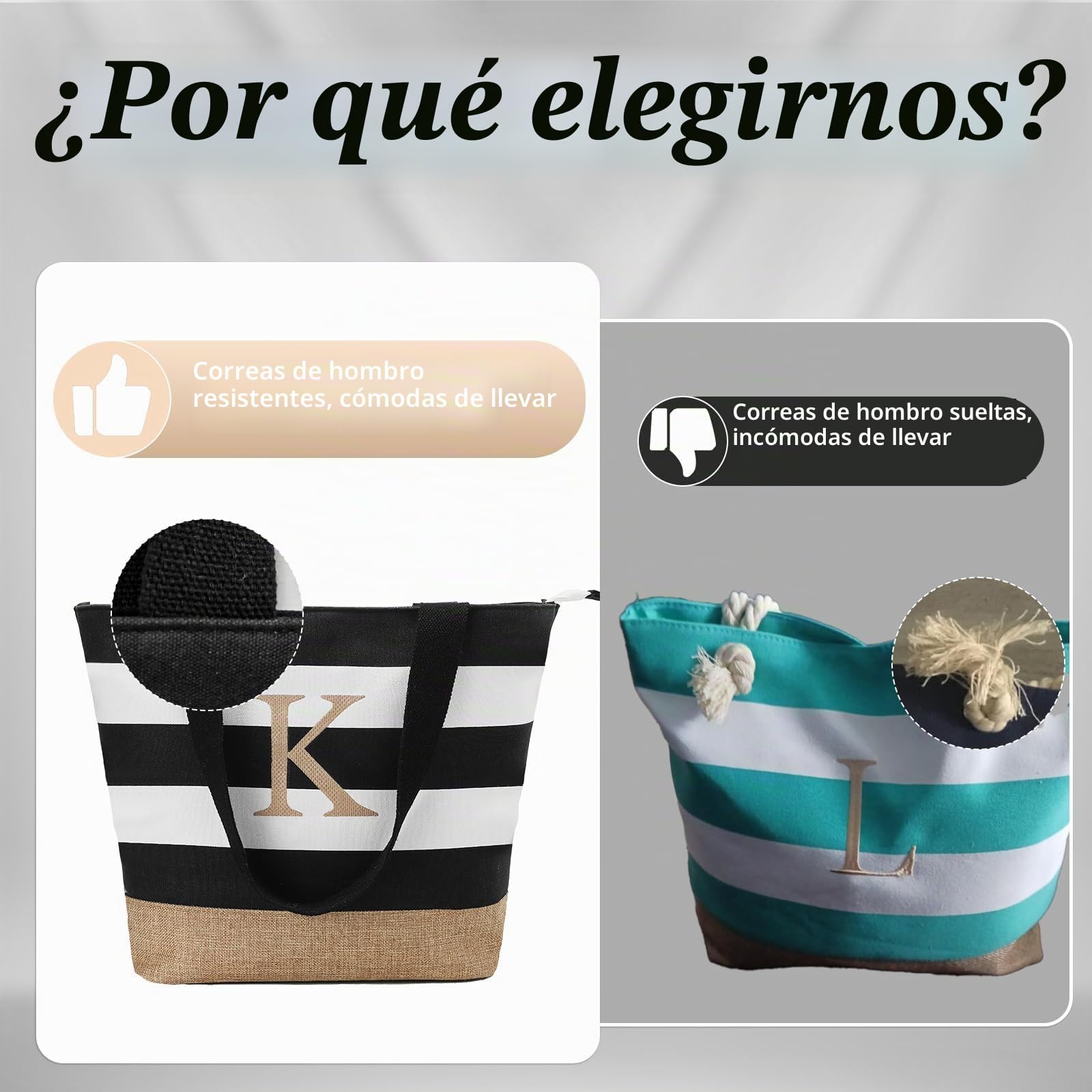TAHAVICE Initial Canvas Tote Bag, Bolsas personalizadas para mujeres como regalo, Bolsa de playa para boda, cumpleaños, regalos personalizados para mujeres, mamá, profesoras, amigas, damas de honor