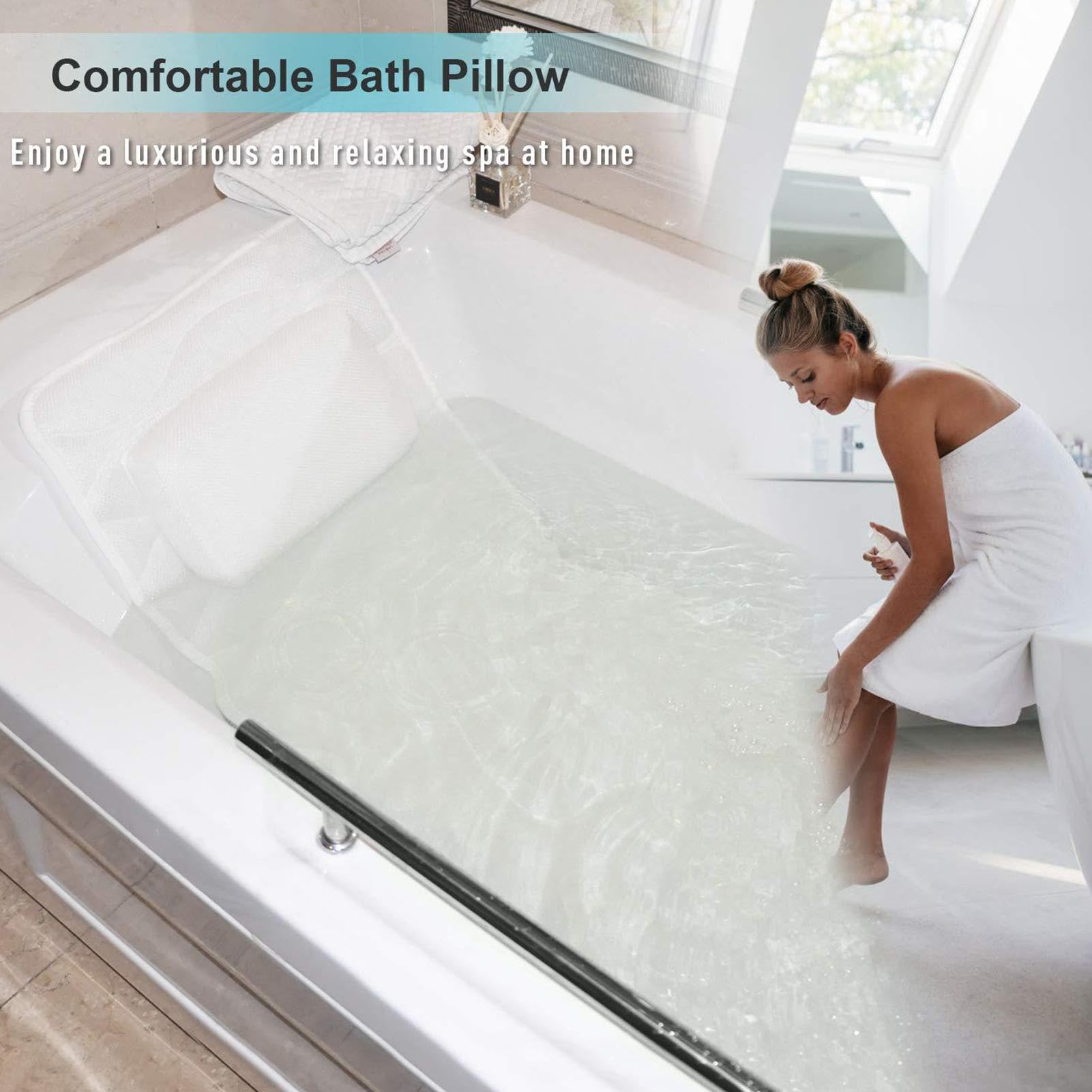 Cuscino da bagno completo per vasca da bagno, spa relax e comfort per | vasca da bagno, lussuoso cuscino per vasca da bagno con design a rete | Il cuscino per vasca da bagno per supporto del