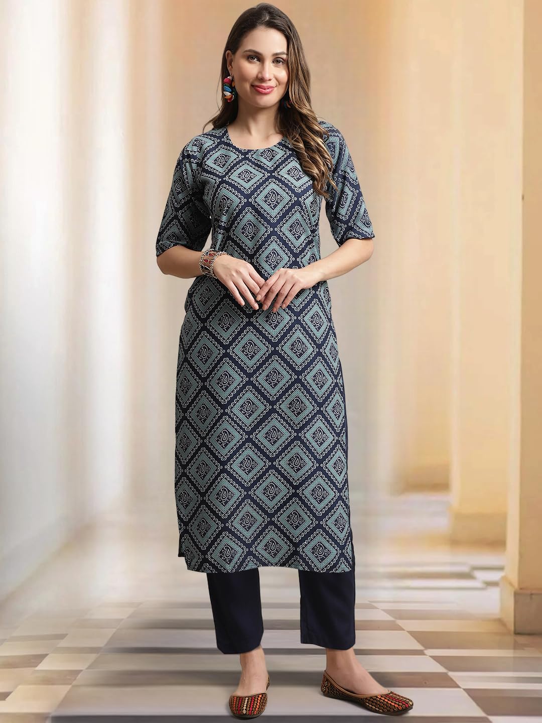 Tee Projekt Printed Crepe Kurti & Pant Set For Women Festival Wear For Women