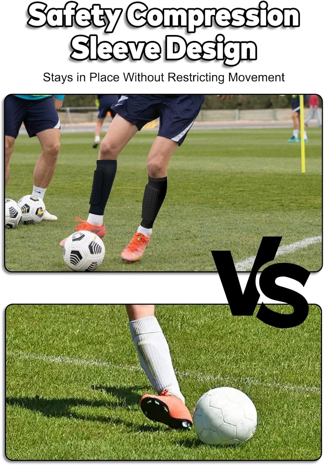 Ski Shin Guards Socks Soccer Gel Pads for Adults Calf Honeycomb Compression Sleeve Breathable Protector Pro Gear - Image 6