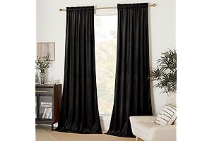 NICETOWN Black Velvet Curtains 96" Long