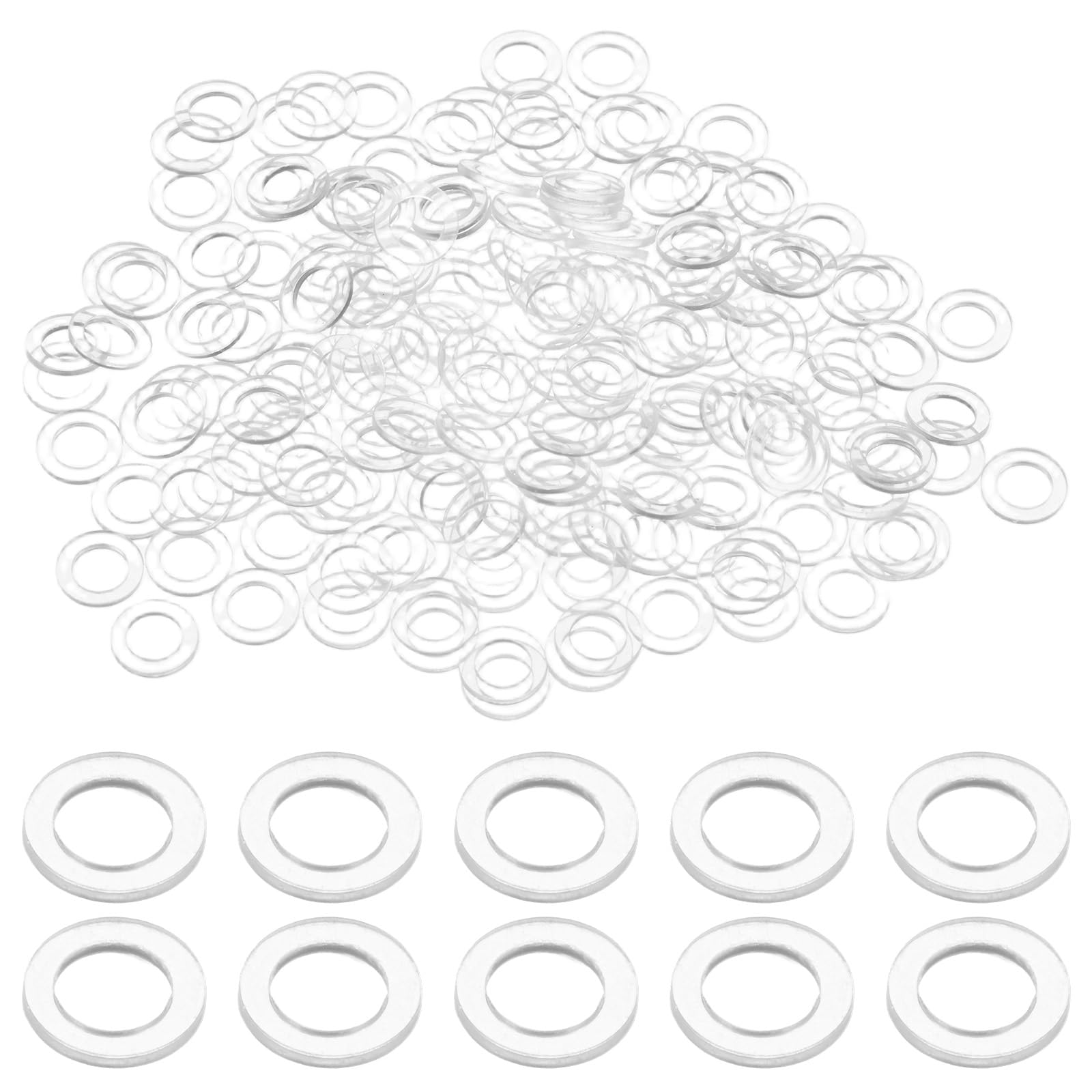 M METERXITY 300-Pack M5 PVC Flat Washers, 5mm ID 8mm OD 1mm Thick Plastic Clear Shower Door Handle Washers Spacer for Automotive/Towel Bars Replacement, Sealing Spacer Gasket Ring